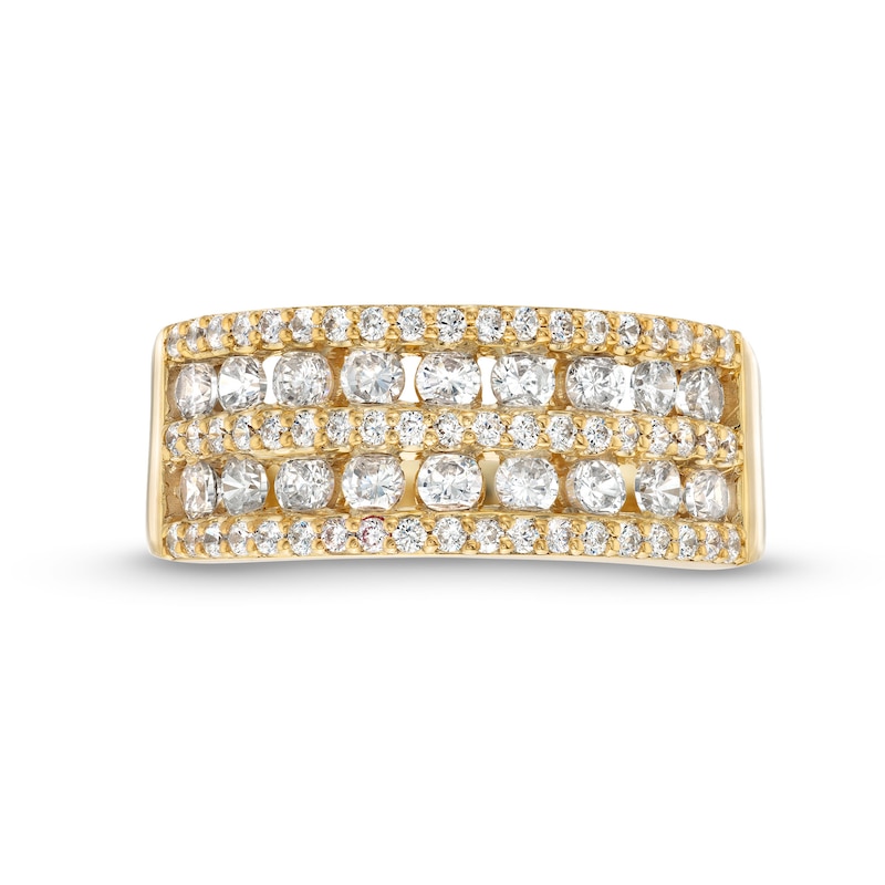 Main Image 4 of 1 CT. T.W. Diamond Multi-Row Band in 10K Gold
