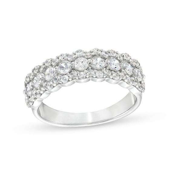 1 CT. T.w. Diamond Scallop Edge Band in 10K White Gold