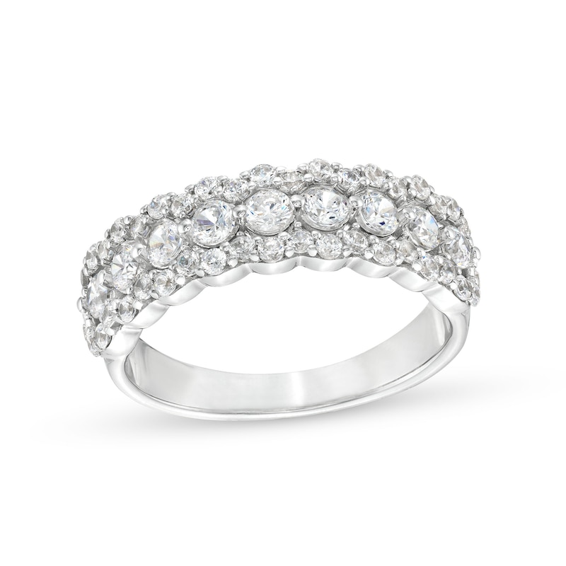 Main Image 1 of 1 CT. T.W. Diamond Scallop Edge Band in 10K White Gold