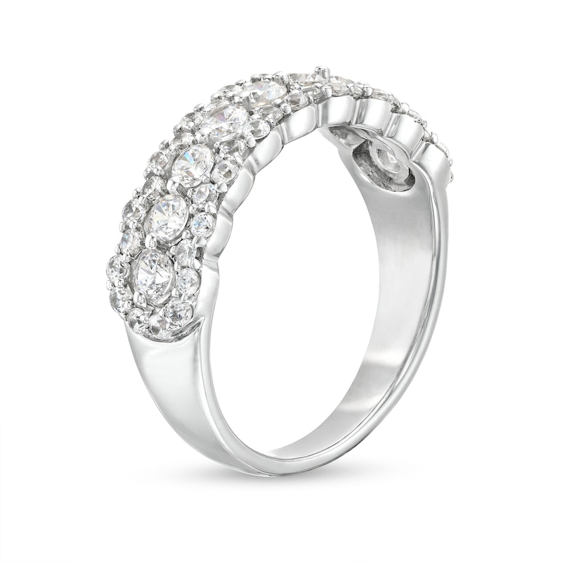 Main Image 3 of 1 CT. T.W. Diamond Scallop Edge Band in 10K White Gold