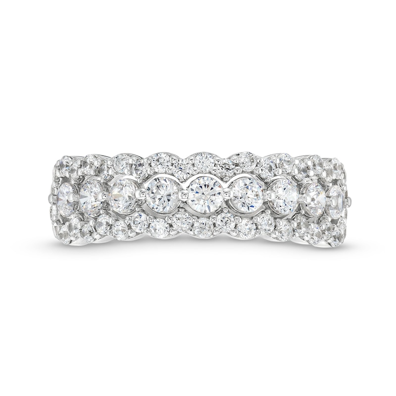 Main Image 4 of 1 CT. T.W. Diamond Scallop Edge Band in 10K White Gold