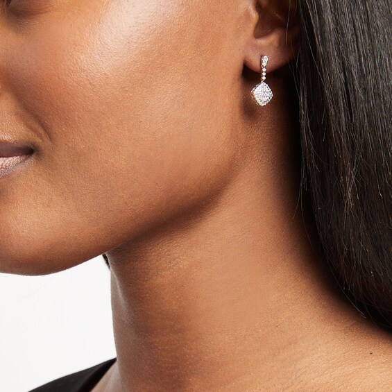 3/4 CT. T.w. Lab-Grown Diamond Tilted Square Drop Earrings in 10K White Gold