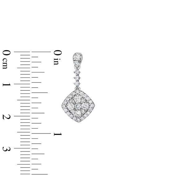 3/4 CT. T.w. Lab-Grown Diamond Tilted Square Drop Earrings in 10K White Gold