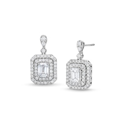 1-1/2 CT. T.W. Emerald-Cut Lab-Grown Diamond Drop Earrings in 10K White Gold