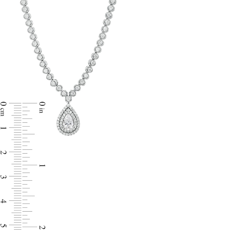 Main Image 4 of 2 CT. T.W. Pear-Shaped Lab-Grown Diamond Halo Drop Necklace in 10K White Gold