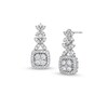 Thumbnail Image 1 of 3/4 CT. T.W. Lab-Grown Diamond Floral Topped Drop Earrings in 10K White Gold