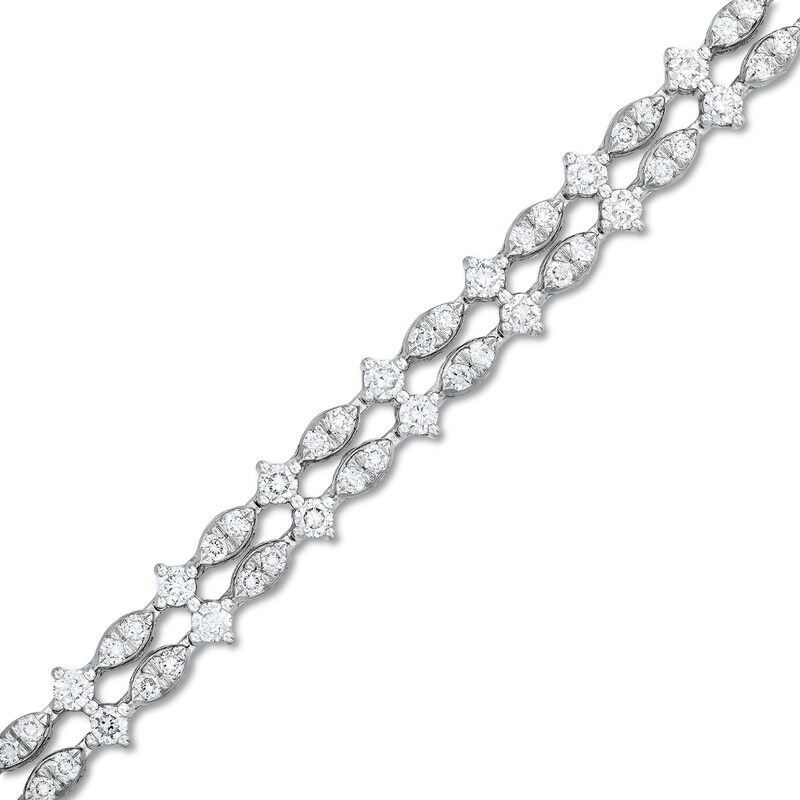 Main Image 1 of 2-1/2 CT. T.W. Lab-Grown Diamond Two-Row Bracelet in 10K White Gold