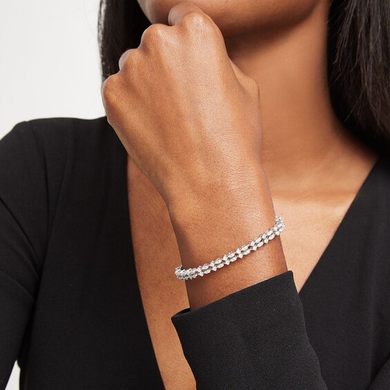 2-1/2 CT. T.w. Lab-Grown Diamond Two-Row Bracelet in 10K White Gold