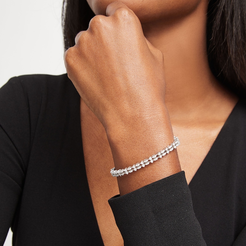 Main Image 2 of 2-1/2 CT. T.W. Lab-Grown Diamond Two-Row Bracelet in 10K White Gold