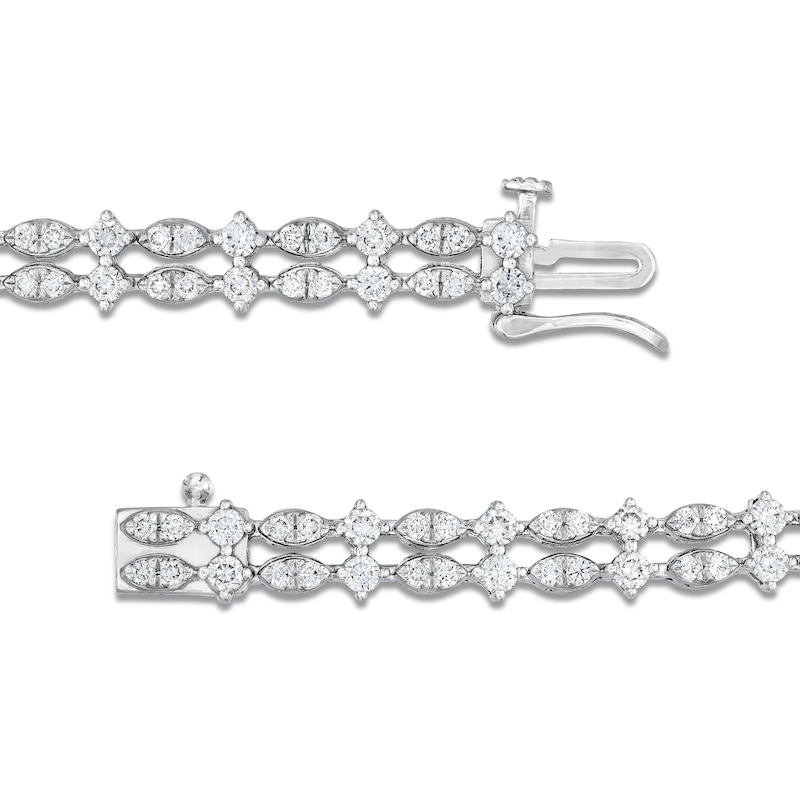 Main Image 3 of 2-1/2 CT. T.W. Lab-Grown Diamond Two-Row Bracelet in 10K White Gold