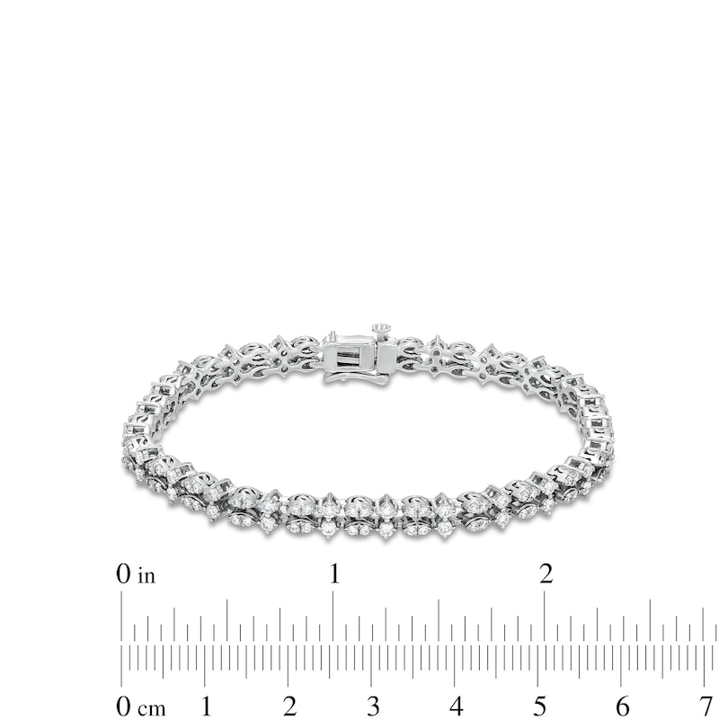 Main Image 4 of 2-1/2 CT. T.W. Lab-Grown Diamond Two-Row Bracelet in 10K White Gold