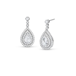 1-1/2 CT. T.W. Pear-Shaped Lab-Grown Diamond Drop Earrings in 10K White Gold