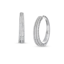 1-1/2 CT. T.W. Lab-Grown Diamond Triple-Row Hoop Earrings in 10K White Gold