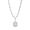 Thumbnail Image 1 of 4-3/8 CT. T.W. Emerald-Cut Lab-Grown Diamond Halo Drop Necklace in 10K White Gold