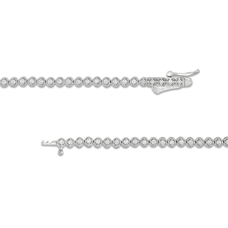 Main Image 3 of 4-3/8 CT. T.W. Emerald-Cut Lab-Grown Diamond Halo Drop Necklace in 10K White Gold
