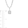 Thumbnail Image 4 of 4-3/8 CT. T.W. Emerald-Cut Lab-Grown Diamond Halo Drop Necklace in 10K White Gold