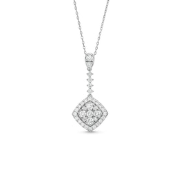 3/4 CT. T.W. Lab-Grown Diamond Tilted Square Drop Pendant in 10K White Gold