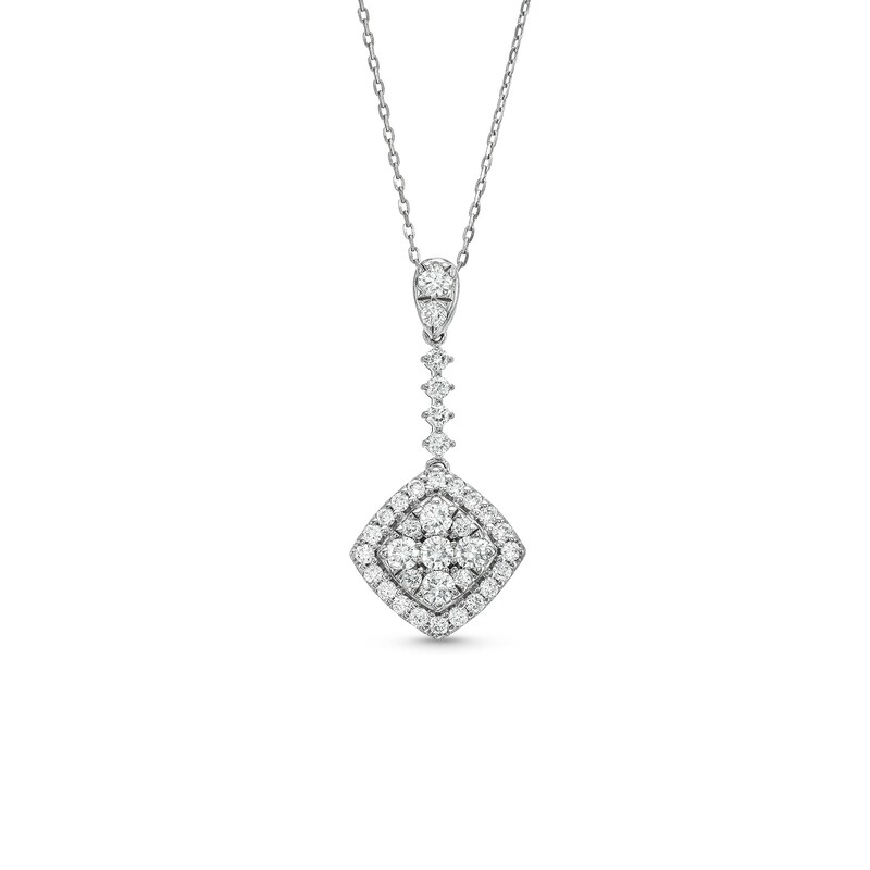 Main Image 1 of 3/4 CT. T.W. Lab-Grown Diamond Tilted Square Drop Pendant in 10K White Gold