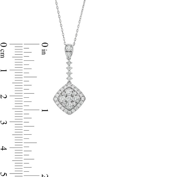 3/4 CT. T.w. Lab-Grown Diamond Tilted Square Drop Pendant in 10K White Gold