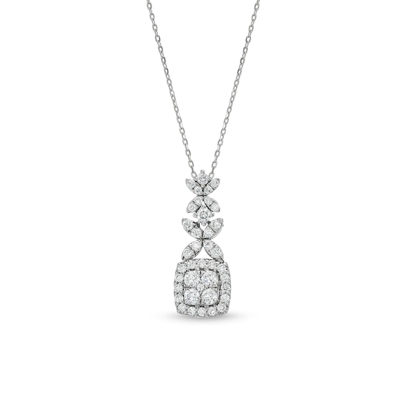 3/4 CT. T.w. Lab-Grown Diamond Floral Top Drop Pendant in 10K White Gold