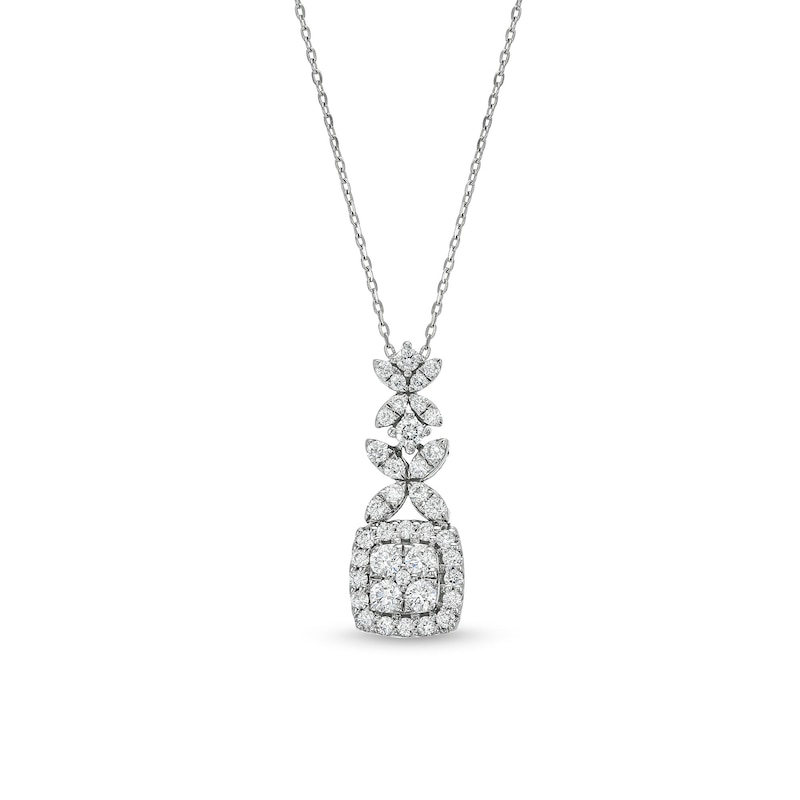 Main Image 1 of 3/4 CT. T.W. Lab-Grown Diamond Floral Top Drop Pendant in 10K White Gold