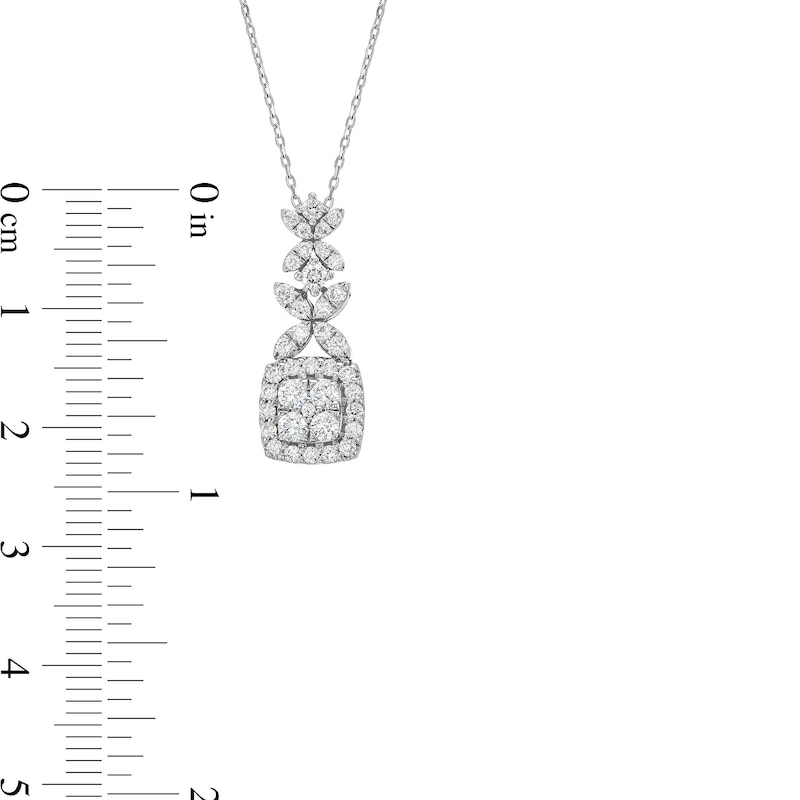 Main Image 4 of 3/4 CT. T.W. Lab-Grown Diamond Floral Top Drop Pendant in 10K White Gold