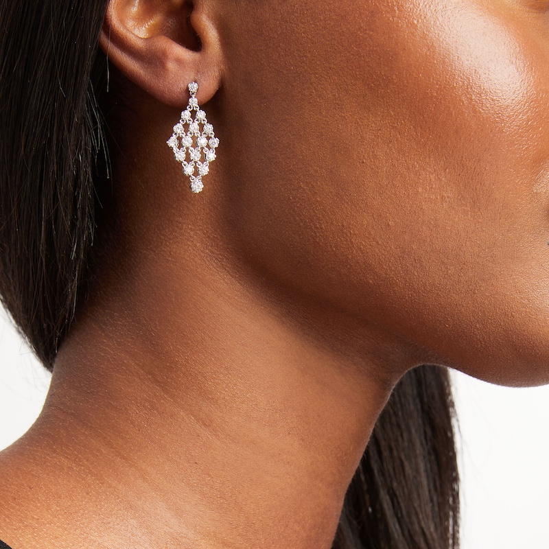 Main Image 2 of 1 CT. T.W. Lab-Grown Diamond Open Chandelier Drop Earrings in 10K White Gold