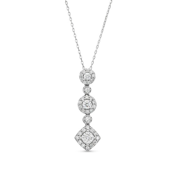 3/4 CT. T.w. Lab-Grown Diamond Triple Drop Pendant in 10K White Gold