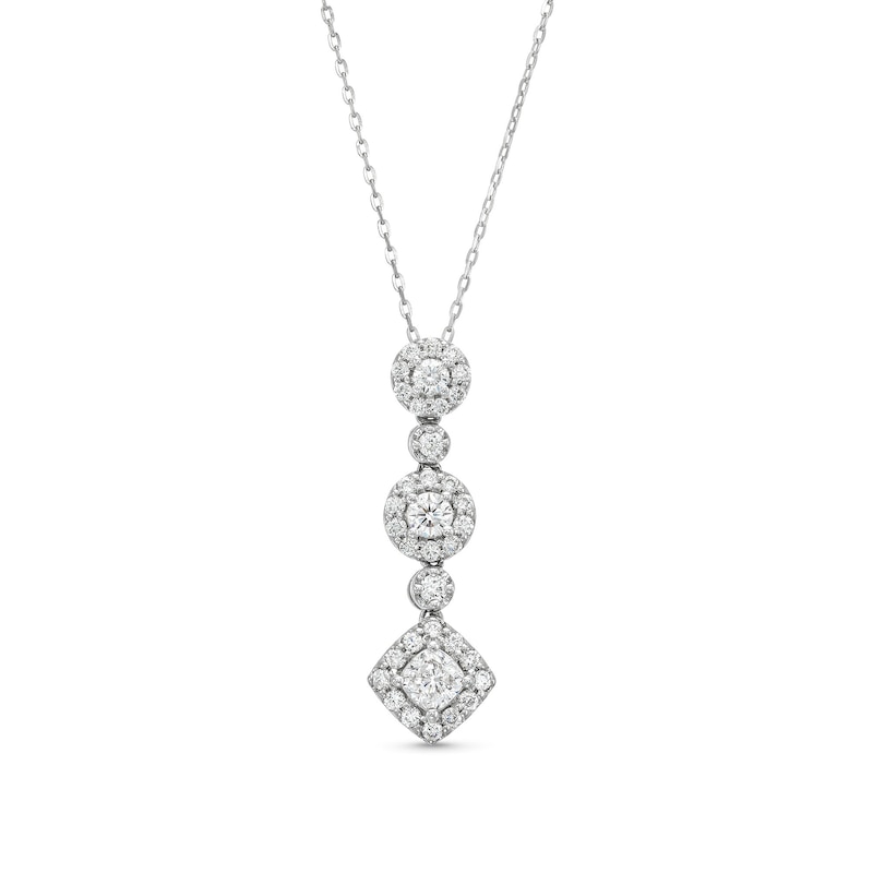Main Image 1 of 3/4 CT. T.W. Lab-Grown Diamond Triple Drop Pendant in 10K White Gold