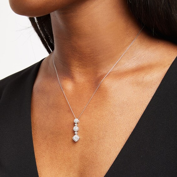3/4 CT. T.w. Lab-Grown Diamond Triple Drop Pendant in 10K White Gold