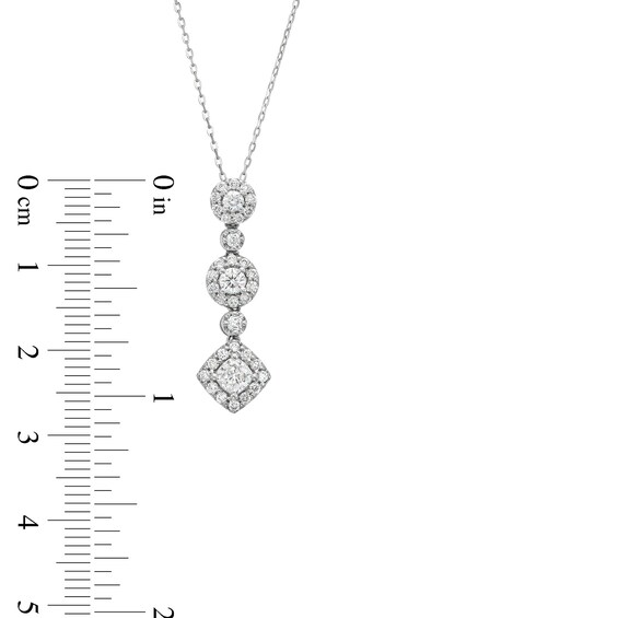 3/4 CT. T.w. Lab-Grown Diamond Triple Drop Pendant in 10K White Gold