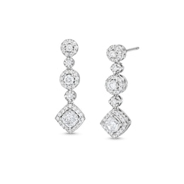 1 CT. T.W. Lab-Grown Diamond Triple Drop Earrings in 10K White Gold