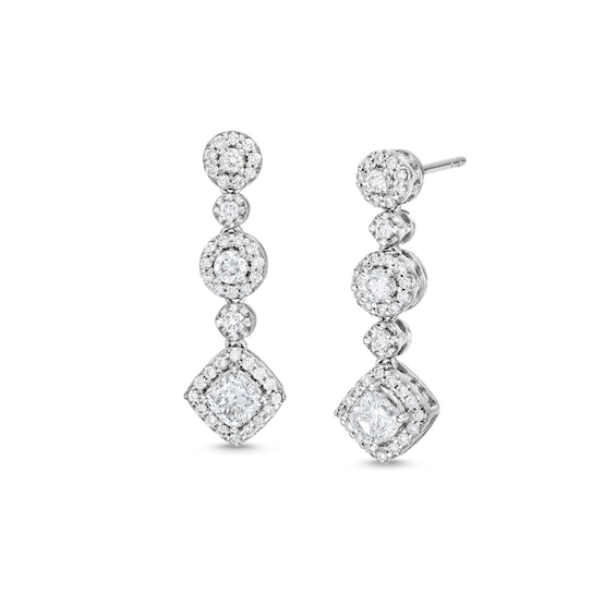 1 CT. T.w. Lab-Grown Diamond Triple Drop Earrings in 10K White Gold
