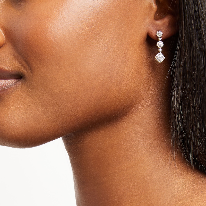 Main Image 2 of 1 CT. T.W. Lab-Grown Diamond Triple Drop Earrings in 10K White Gold