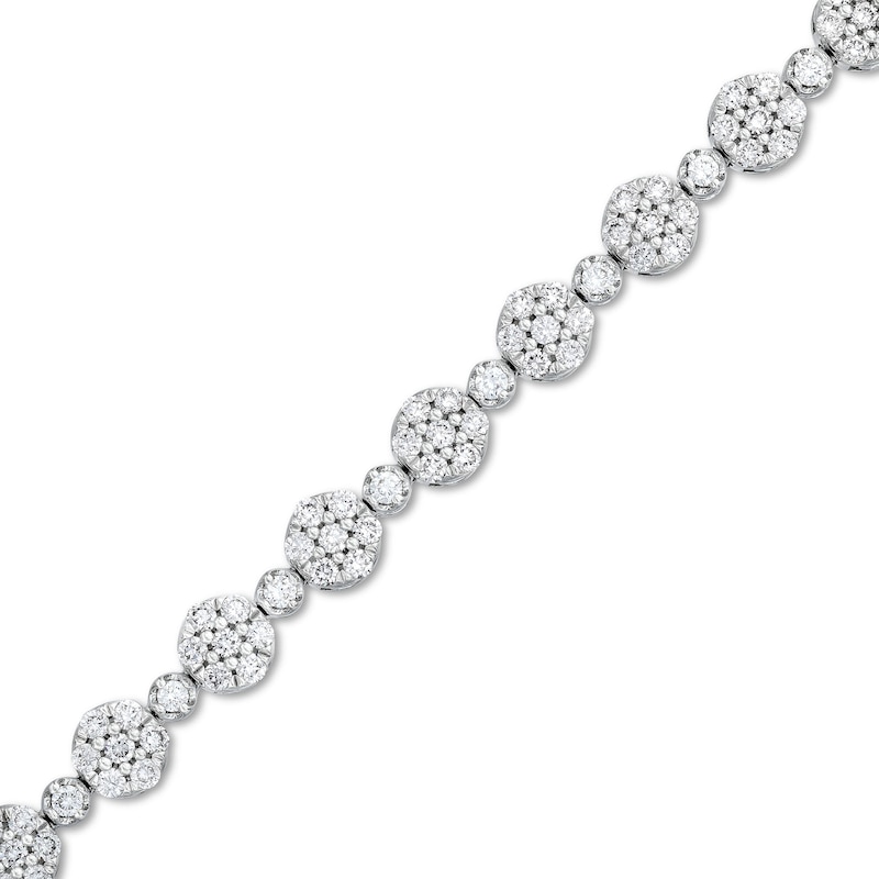 2 CT. T.W. Lab-Created Diamond Flower Line Bracelet in 10K White Gold