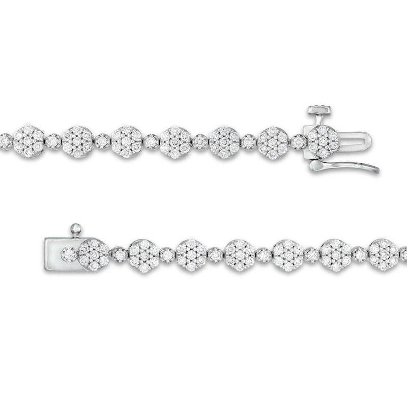Main Image 3 of 2 CT. T.W. Lab-Grown Diamond Flower Line Bracelet in 10K White Gold