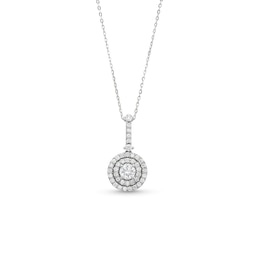 3/4 CT. T.W.  Lab-Grown Diamond Double Halo Drop Pendant in 10K White Gold