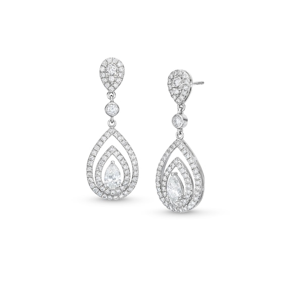 1-1/2 CT. T.w. Pear-Shaped Lab-Grown Diamond Drop Earrings in 10K White Gold