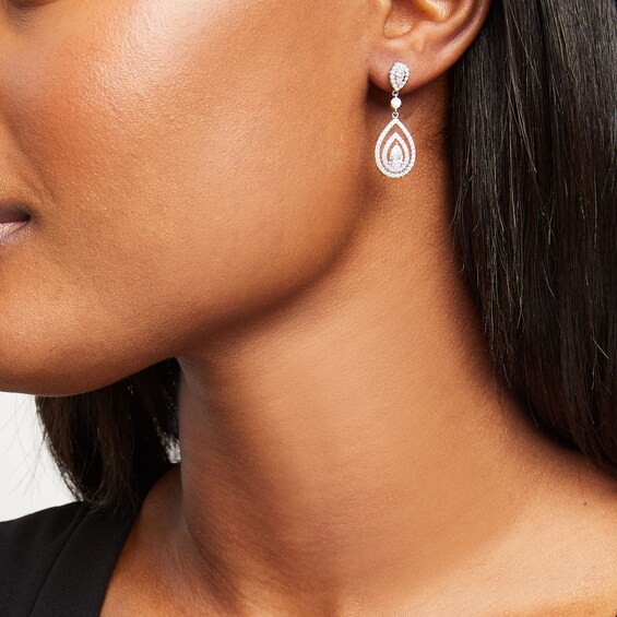 1-1/2 CT. T.w. Pear-Shaped Lab-Grown Diamond Drop Earrings in 10K White Gold