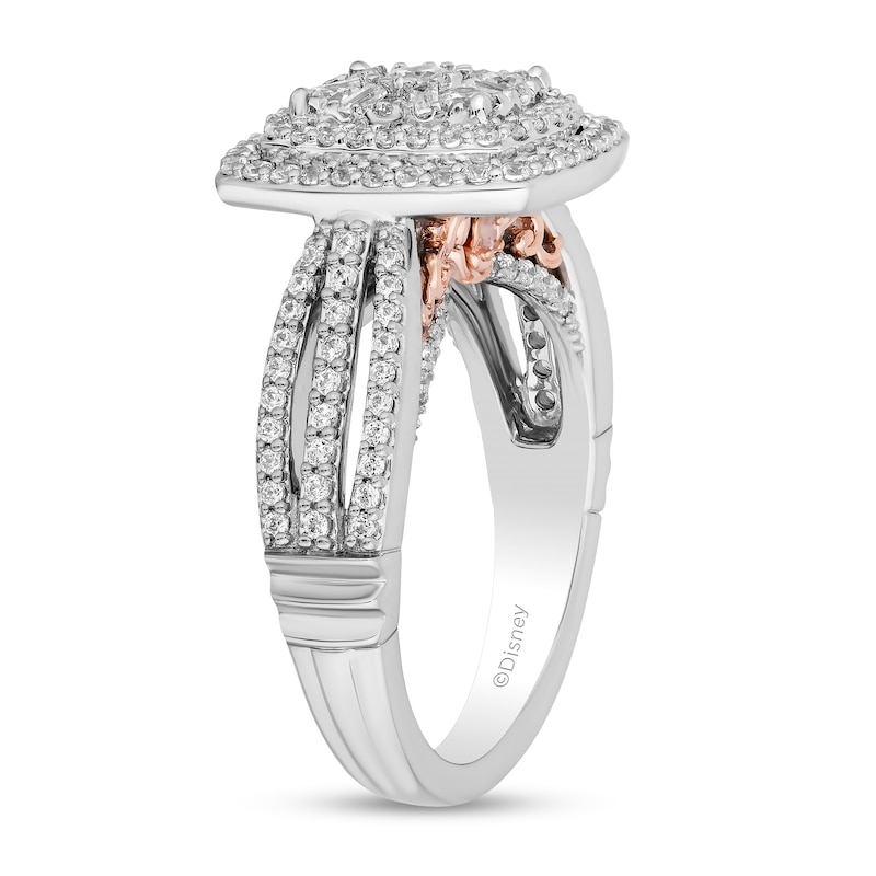 Main Image 2 of Enchanted Disney Belle 1 CT. T.W. Emerald Multi-Diamond Ornate Engagement Ring in 14K White Gold