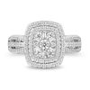 Thumbnail Image 4 of Enchanted Disney Belle 1 CT. T.W. Emerald Multi-Diamond Ornate Engagement Ring in 14K White Gold