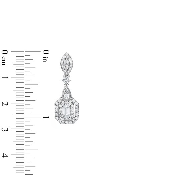 1-1/2 CT. T.w. Emerald-Cut Lab-Grown Diamond Drop Earrings in 10K White Gold