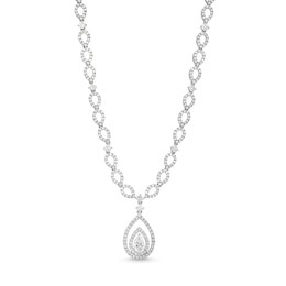 4 CT. T.W. Pear-Shaped Lab-Grown Diamond Double Halo Necklace in 10K White Gold