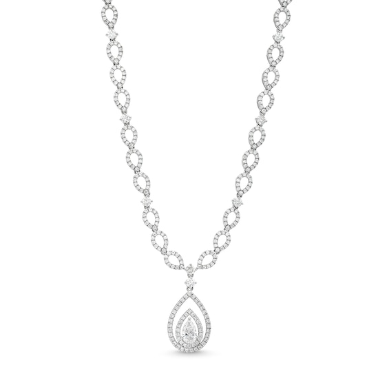 4 CT. T.w. Pear-Shaped Lab-Created Diamond Double Halo Necklace in 10K White Gold