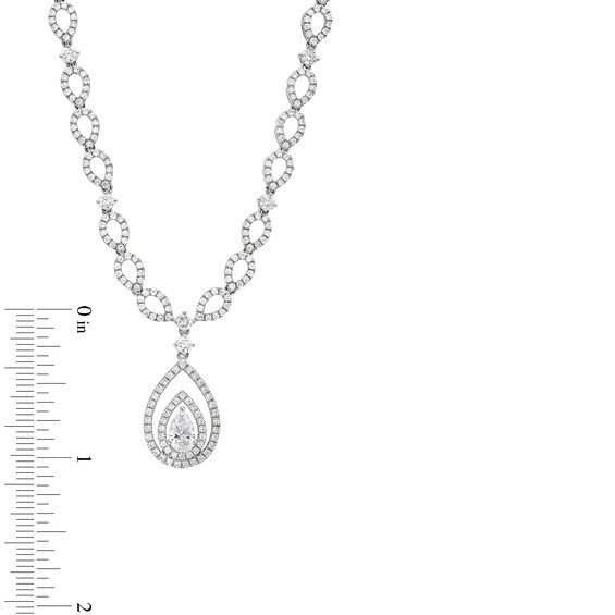 4 CT. T.w. Pear-Shaped Lab-Grown Diamond Double Halo Necklace in 10K White Gold