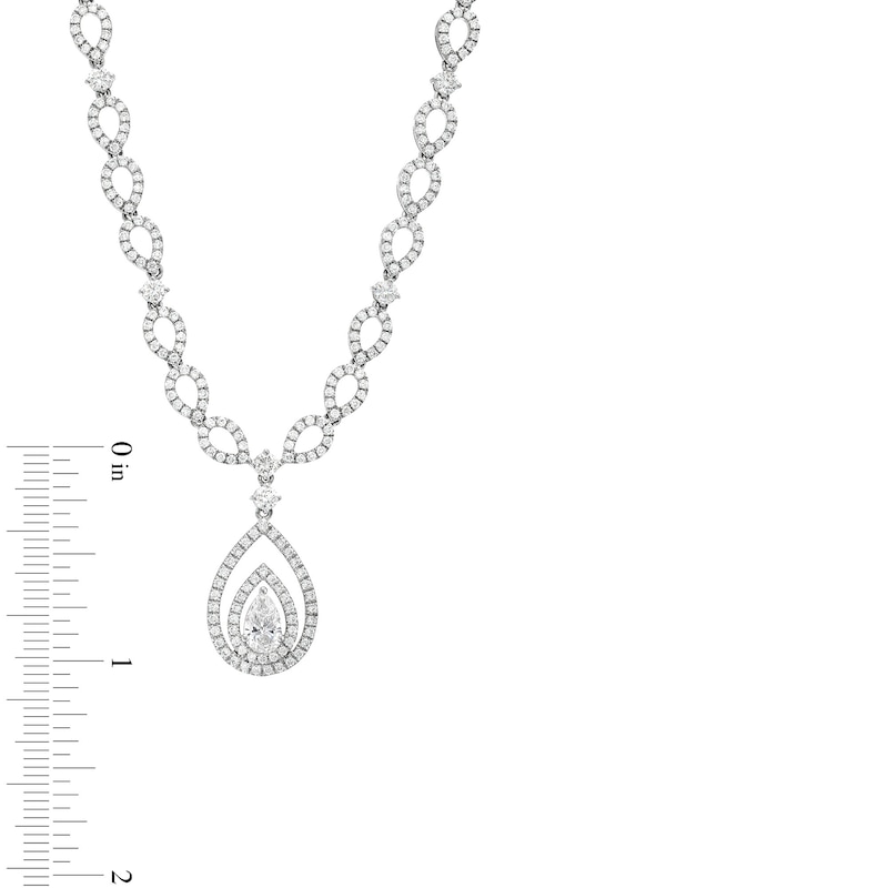Main Image 4 of 4 CT. T.W. Pear-Shaped Lab-Grown Diamond Double Halo Necklace in 10K White Gold