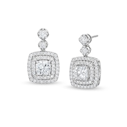 2-1/2 CT. T.W. Cushion-Cut Lab-Grown Diamond Drop Earrings in 10K White Gold