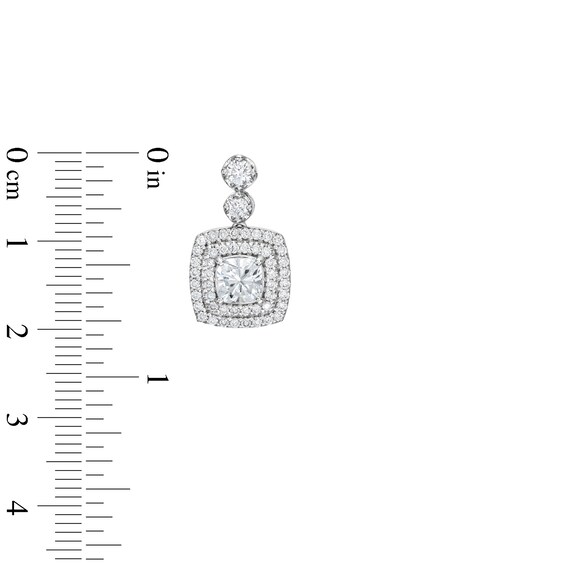 2-1/2 CT. T.w. Cushion-Cut Lab-Grown Diamond Drop Earrings in 10K White Gold