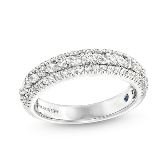 Vera Wang Love Collection 5/8 CT. T.w. Diamond Edge Vintage-Style Wedding Band in 14K White Gold