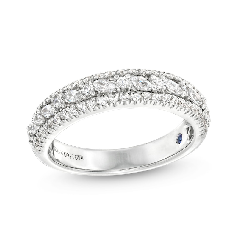 Main Image 1 of Vera Wang Love Collection 5/8 CT. T.W. Diamond Edge Vintage-Style Wedding Band in 14K White Gold